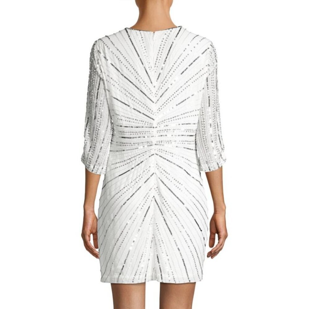Parker Petra Sequin Mini Dress Ivory Womens Size 2 - Picture 3 of 11